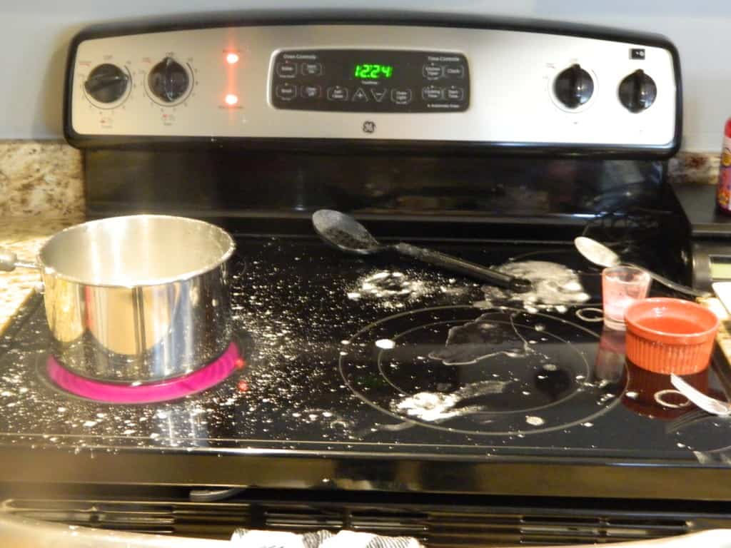 Stovetop Mess Making Snow Art DIY Dunce