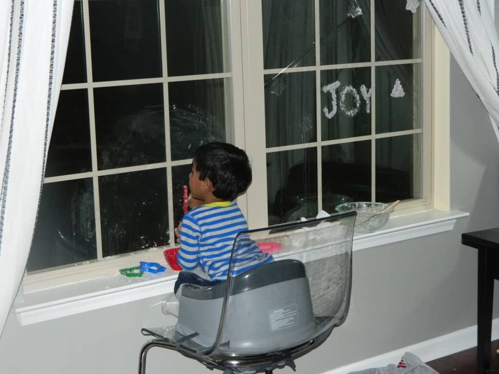 Painting with Snow, Winter Indoor Activity for Preschoolers
